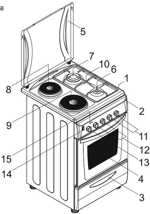 CANDY CCG6503PW - ASPETTO GENERALE E DEFINIZIONI DELL'ELETTRODOMESTICO - 3