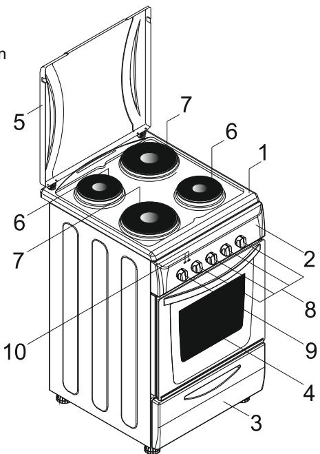 CANDY CCG6503PW - ASPETTO GENERALE E DEFINIZIONI DELL'ELETTRODOMESTICO - 4