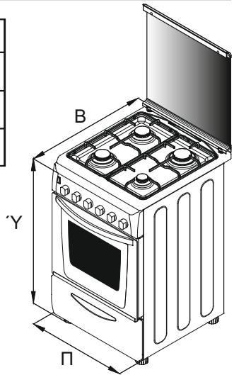 CANDY CCG6503PW - ΔIAΣTAΣΕΙΣ ΘΞ ΣΥΞΚΕΗΞ - 1