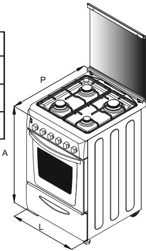 CANDY CCG6503PW - DIMENSOES DO EQUIPAMENTO - 1
