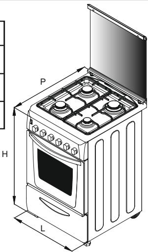 CANDY CCG6503PW - DIMENSIONS DE L'APPAREIL - 1