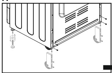CANDY CCG6503PW - regelbare voetjes en wieltjes - 1