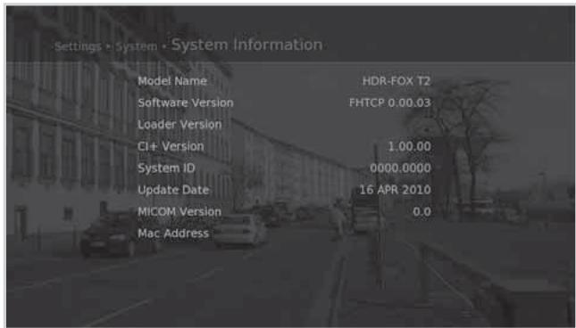HUMAX E0773 - System Information - 1