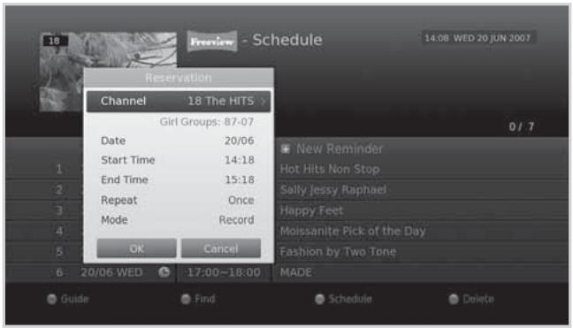 HUMAX 5301 - Editing Recording Schedule - 1
