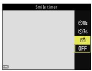 NIKON P950 - Select [Smile timer], and press the 忍 button. - 1