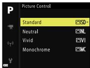 NIKON P950 - Use the multi selector to select the desired type of COOLPIX Picture Control and press the @ button. - 1