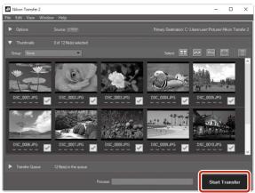 NIKON P950 - After Nikon Transfer 2 starts, click [Start Transfer]. - 1