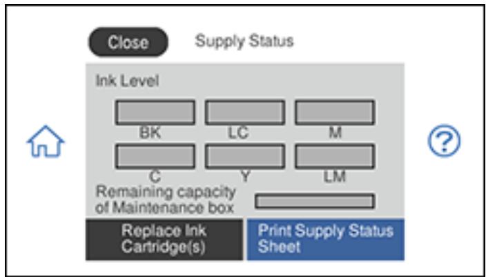 EPSON XP-8600 - Checking Ink Cartridge and Maintenance Box Status on the LCD Screen - 1