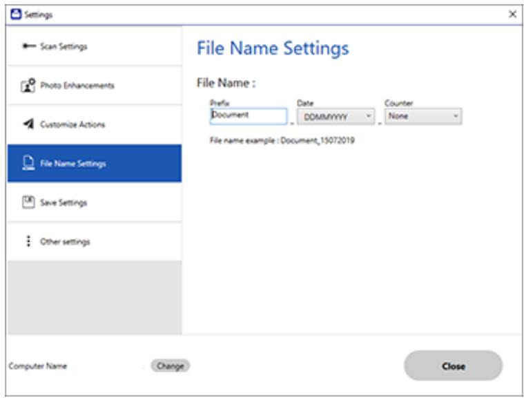 EPSON XP-8600 - Changing the File Name Settings - 2