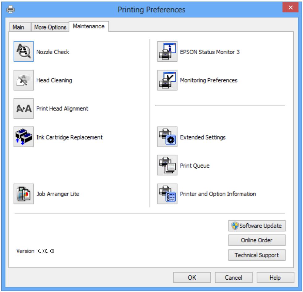EPSON WORKFORCE WF-2830 DWF - Maintenance Tab - 1