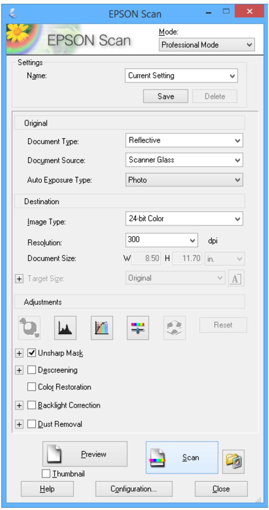 EPSON WORKFORCE 2750DWF - Scanning by Adjusting the Image Quality (Professional Mode) - 1
