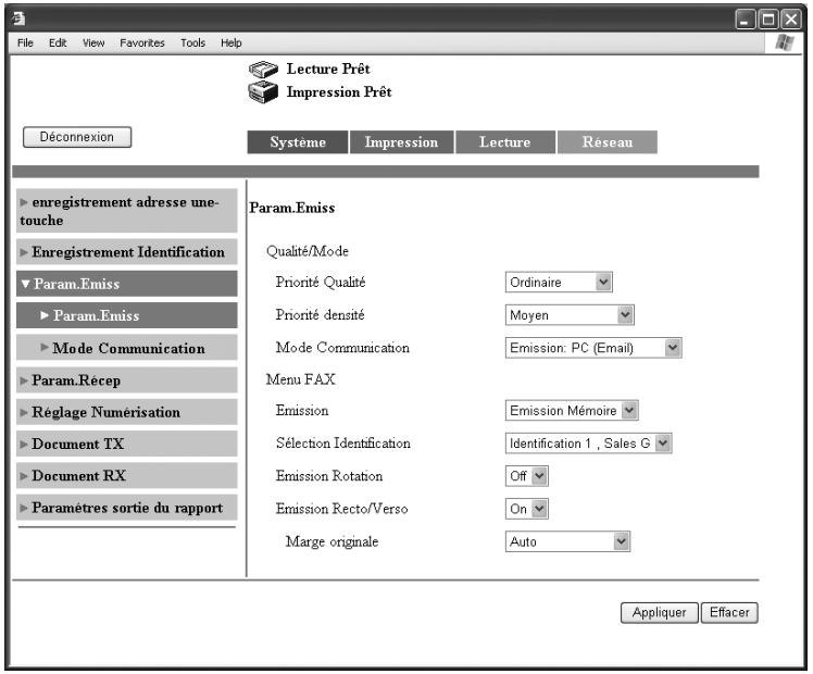 KONICA MINOLTA BIZHUB C224 - BIZHUB C224E - Spécifier les paramètres d'émission - 1
