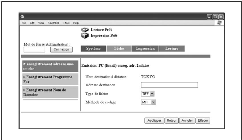 KONICA MINOLTA BIZHUB C224  -  BIZHUB C224E - Sélectionnez le mode de communication pour le destinataire secondaire, et cliquez sur [suivant]. - 2