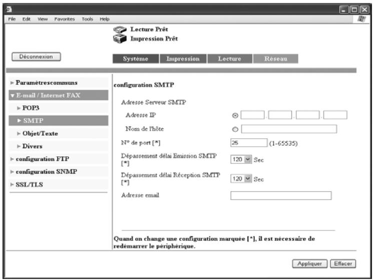 KONICA MINOLTA BIZHUB C224 - BIZHUB C224E - Spécifier la configuration SMTP - 1