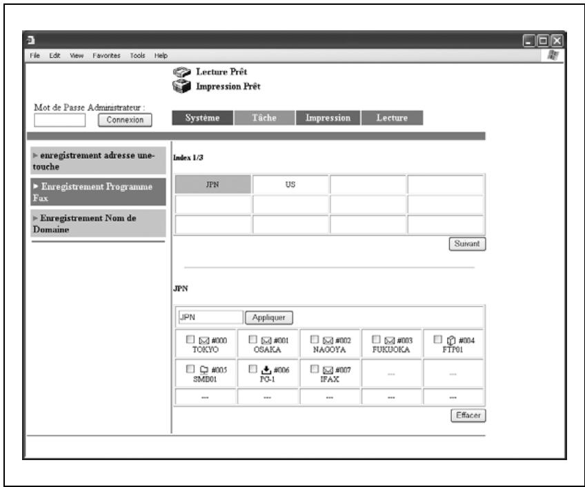 KONICA MINOLTA BIZHUB C224 - BIZHUB C224E - Changer le paramétrage d'un programme fax - 1
