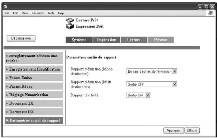 KONICA MINOLTA BIZHUB C224 - BIZHUB C224E - Spécifier les paramètres de sortie du rapport - 1