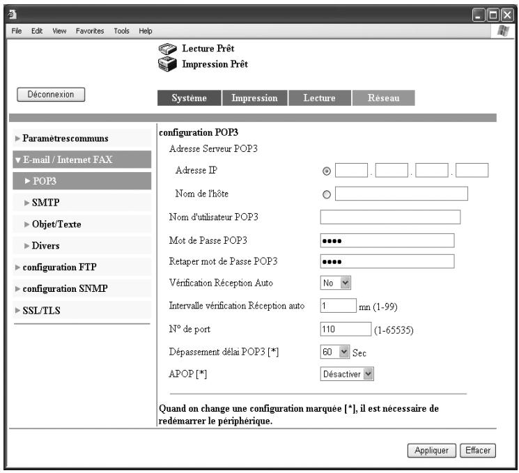 KONICA MINOLTA BIZHUB C224 - BIZHUB C224E - Spécifier la configuration POP3 - 1