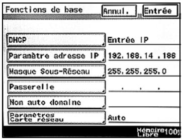 KONICA MINOLTA BUSINESS HUB 282 & BIZHUB 282 - Pour spécifier les paramètres de la carte réseau - 1