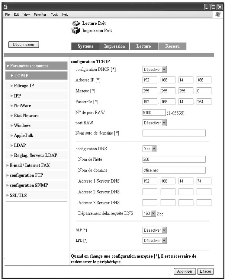 KONICA MINOLTA BUSINESS HUB 282 & BIZHUB 282 - Spécifier la configuration tcp/ip - 1