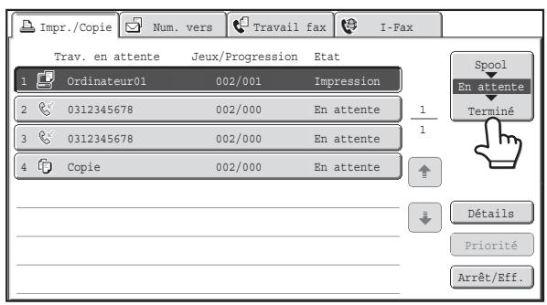 SHARP MX 2614 - RAPPEL Et utilisation d'un fichier depuis l'ecran d'etat des travaux - 2
