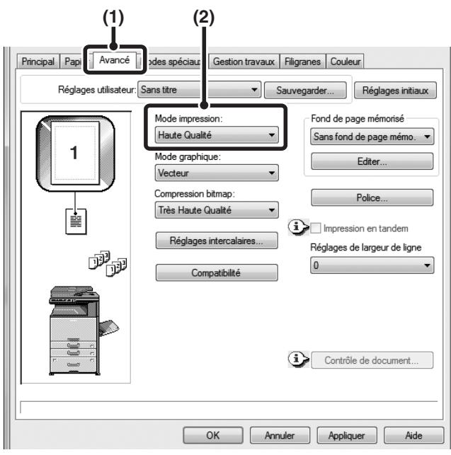 SHARP MX 2614 - Selection d'un reglage de mode d'impression - 1