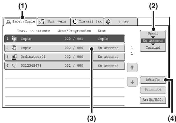 SHARP MX 2614 - Controle des informations d'un travail de COPIE en attente dans la FILE d'attente - 2