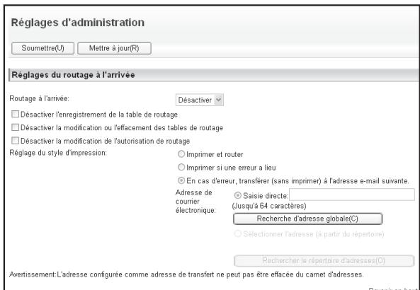 SHARP MX 2614 - Configuration des reglages de routage a l'arrivee - 1