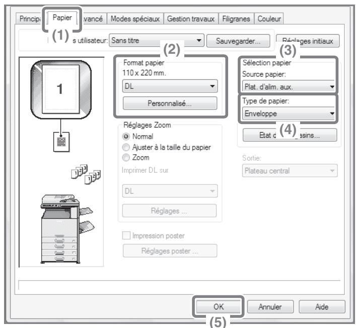 SHARP MX 2614 - - 3 Sélectionnez les paramètres dans le pilote d'imprimante. - 1