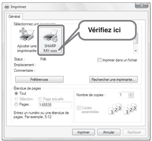 SHARP MX 2614 - Vérification du nom de l'imprimante - 1