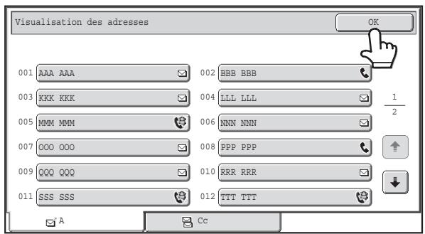 SHARP MX 2614 - Verification et effacement des destinations selectionnes - 2