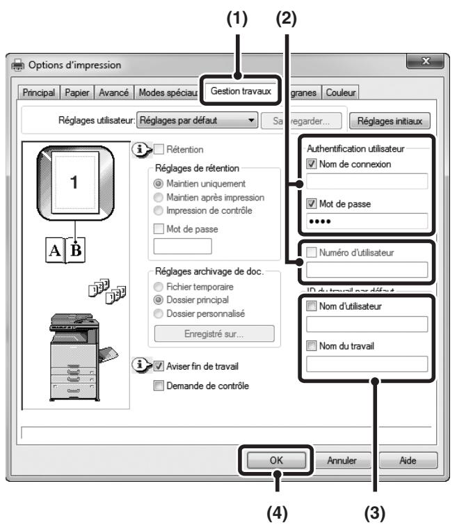 SHARP MX 2614 - Procedure d'impression lorsque la fonction authentication de l'utilisateur est activee - 2