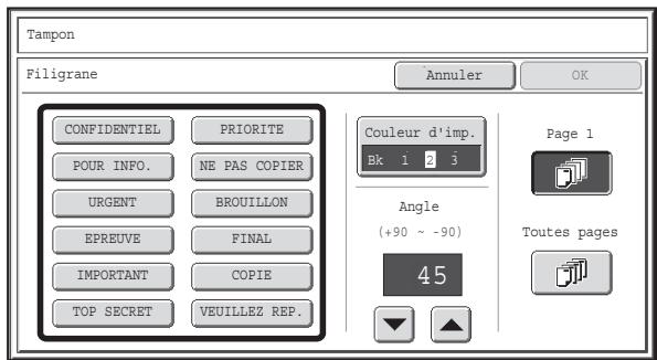 SHARP MX 2314 - Appuyez sur la touche [filigrane] dans l'écran de sélection du tampon. - 1