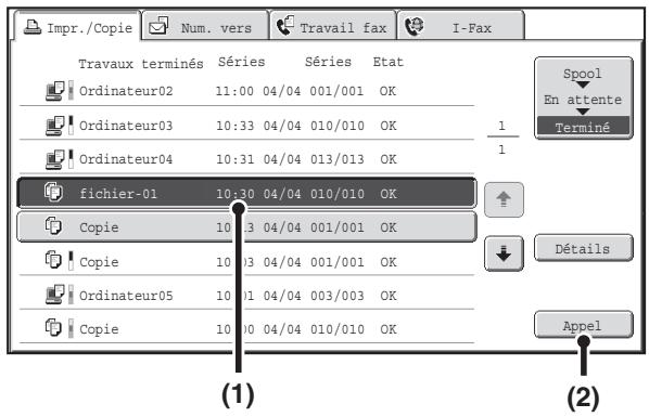SHARP MX 2314 - RAPPEL Et utilisation d'un fichier depuis l'ecran d'etat des travaux - 3