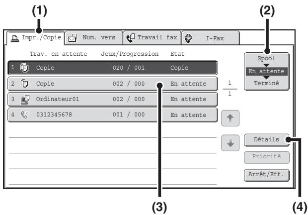 SHARP MX 2314 - Controle des informations d'un travail de COPIE en attente dans la FILE d'attente - 2