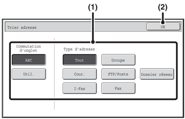 SHARP MX 2314 - Modification de l'affichage des touches express sur l'ecran du CARNET d'adresses - 2