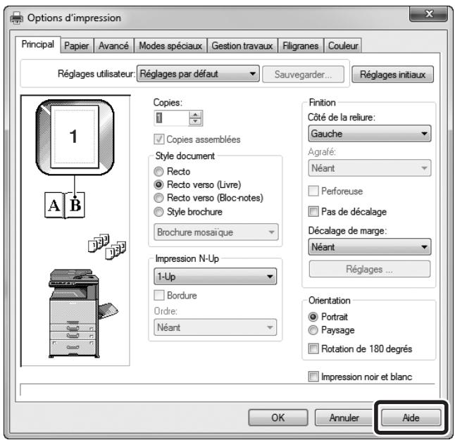 SHARP MX 2314 - Visualiser l'aide du pilote d'imprimante - 2