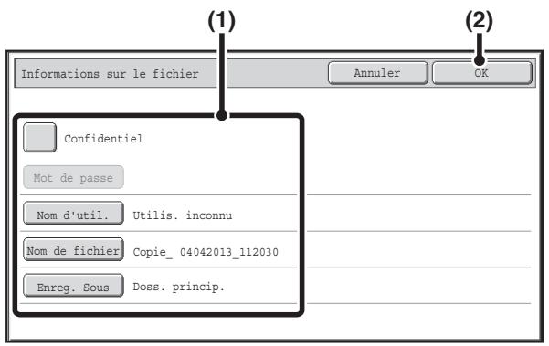 SHARP MX 2314 - Sélectionnez les réglages des informations du fichier. - 1