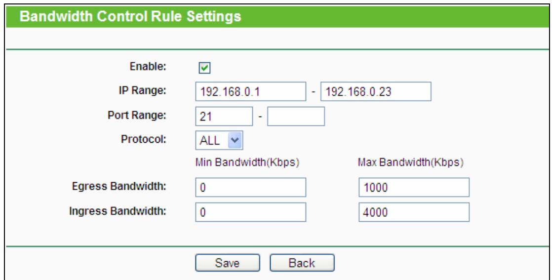 TP-LINK TL-WA801ND - To add/modify a Bandwidth Control rule, follow the steps below. - 1