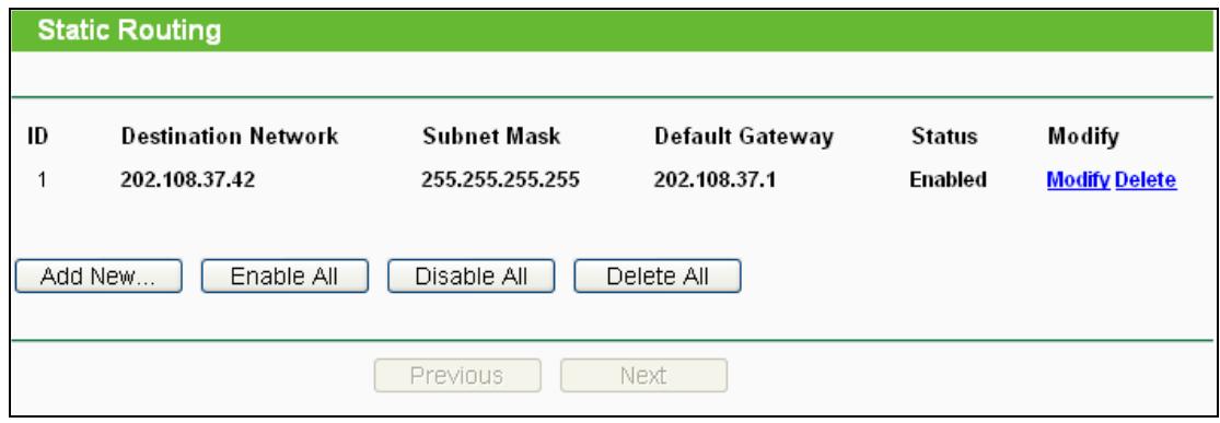 TP-LINK TL-WA801ND - Static Routing List - 1