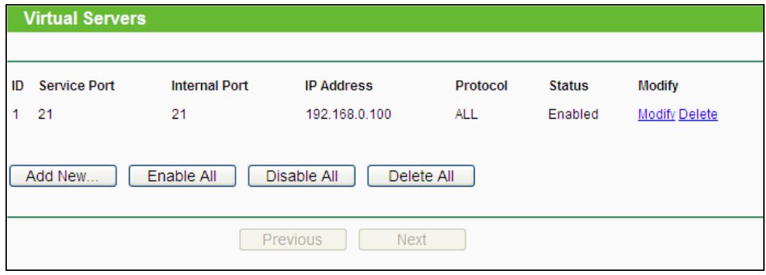 TP-LINK TL-WA801ND - Virtual Servers - 1