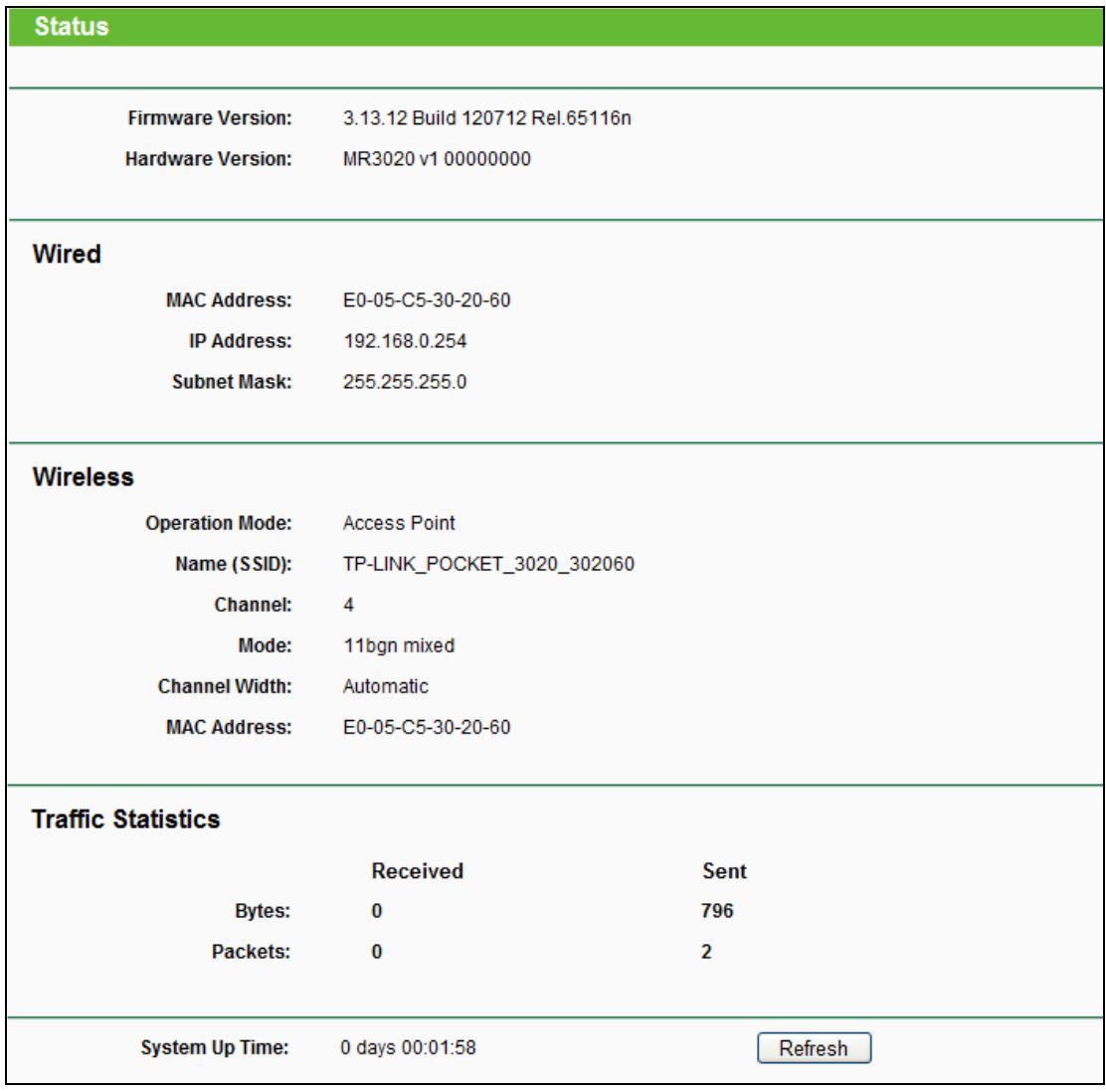 TP-LINK TL-WA801ND - Status - 1