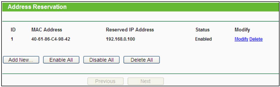 TP-LINK M7350 - Address Reservation - 1