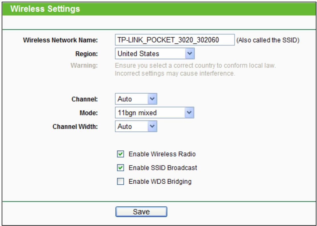 TP-LINK TL-MR3020  -  TL-MR3040 - Wireless Settings - 1