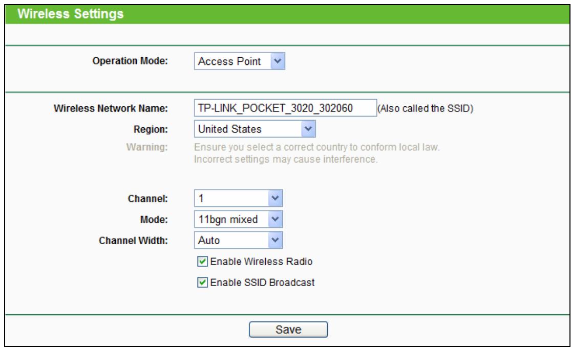 TP-LINK TL-MR3020  -  TL-MR3040 - Wireless Settings - 1