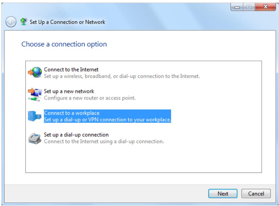 TP-LINK TD-W8961N - Select Connect to a workplace and click Next. - 1
