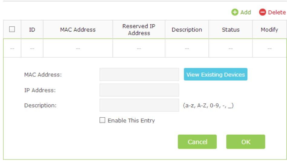 TP-LINK TD-W8961N - Address Reservation - 1