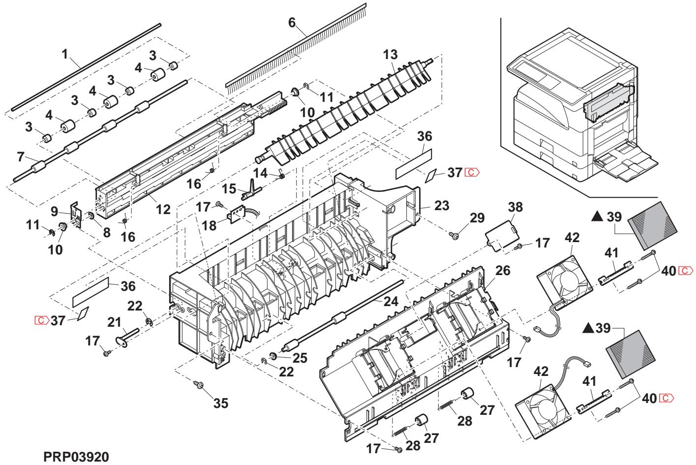 SHARP MX 2640 & MX-2640N/3140N/3640N,MV - 第一排紙1-1b 1(1st delivery paper unit 1) - 1