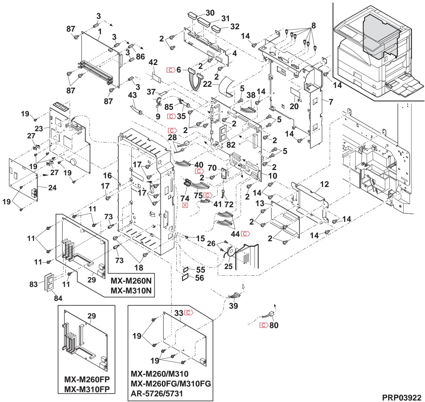 SHARP AR-5127C & AR-5127,MV - 第一排紙1-1b 1(1st delivery paper unit 1) - 3