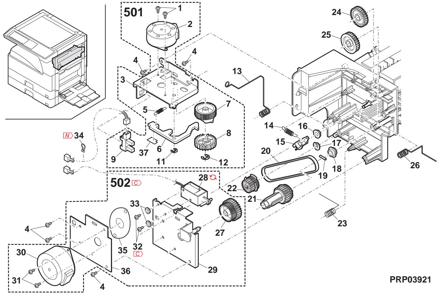SHARP MX 2640N & MX-2640N/3140N/3640N,MV - 第一排紙1-11 1(1st delivery paper unit 1) - 2