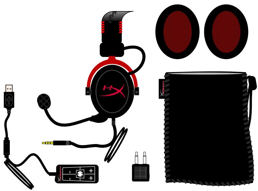 KINGSTON CASQUE GAMING HYPERX CLOUD II GUN METAL GRIS - Bô tai nghe bao gôm: - 1
